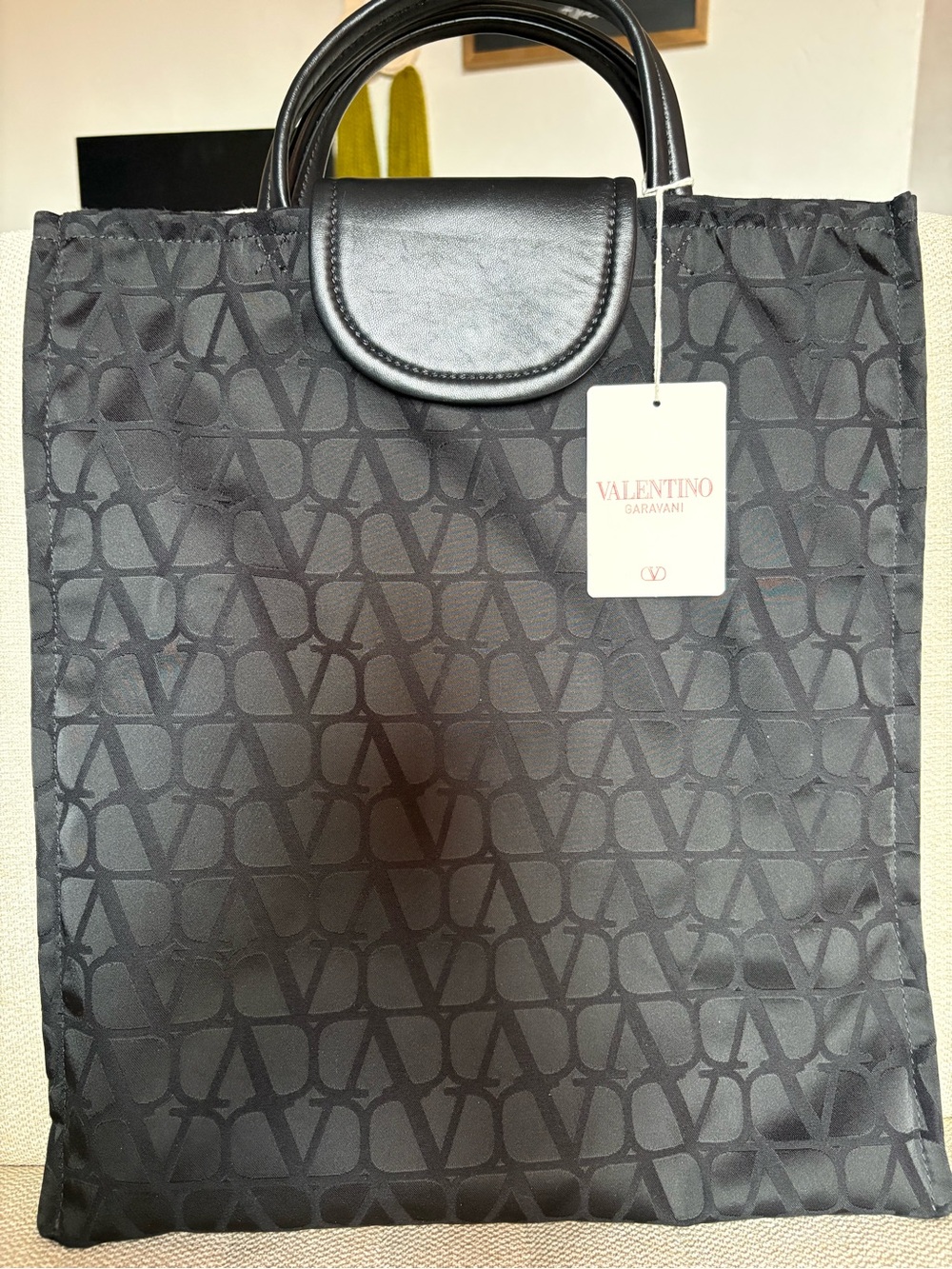 Valentino Garavani Black Monogram Tote Bag